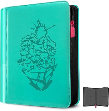 Ravaver Card Binder 4 Pocket, 160 Trading Cards, Label Slot, Green