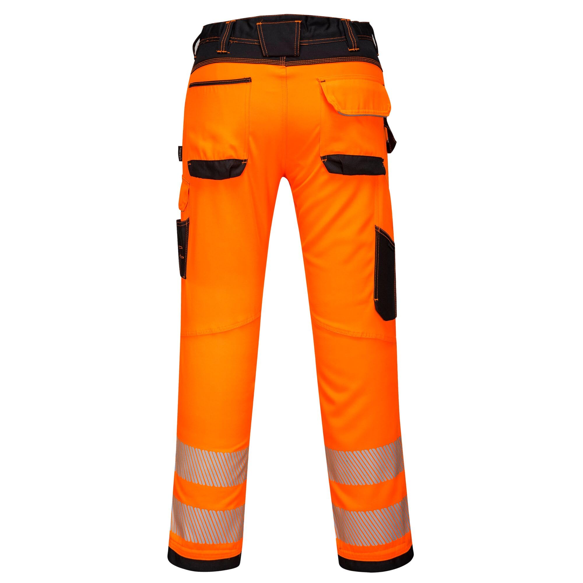 Portwest PW340 Spodnie Robocze Ostrzegawcze PW3, Pomarancz/Czarny, Regularny, Rozmiar 36