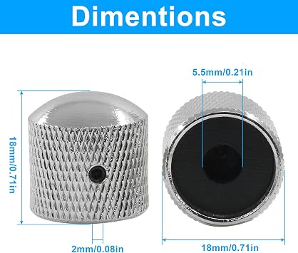 Jiozermi Silver Metal Guitar Knobs, 4 Pcs