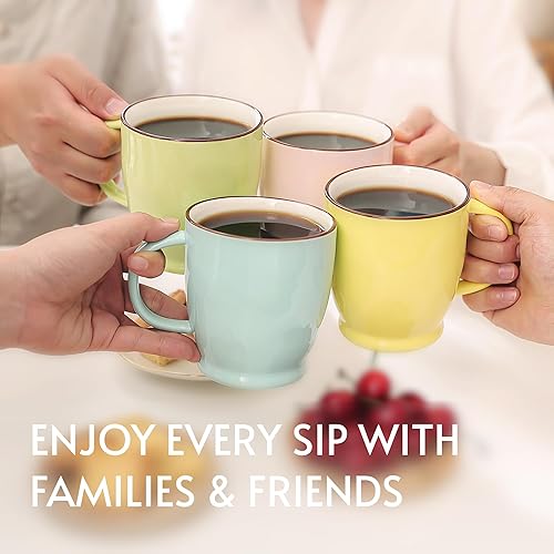 Miniatura 6 de Juego de 2 tazas de té grandes de 15 onzas con asas grandes, bonitas tazas de café de cerámica de porcelana, tazas de té irregulares únicas (azul