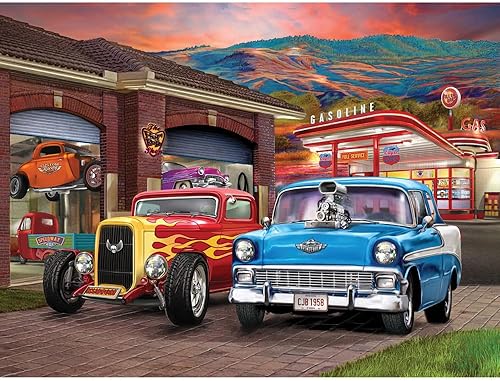 Miniatura 1 de Bits and Pieces Rompecabezas de 500 piezas para adultos, rompecabezas grandes de 18 x 24 pulgadas, 500 piezas de autos clásicos, Hot Rods,