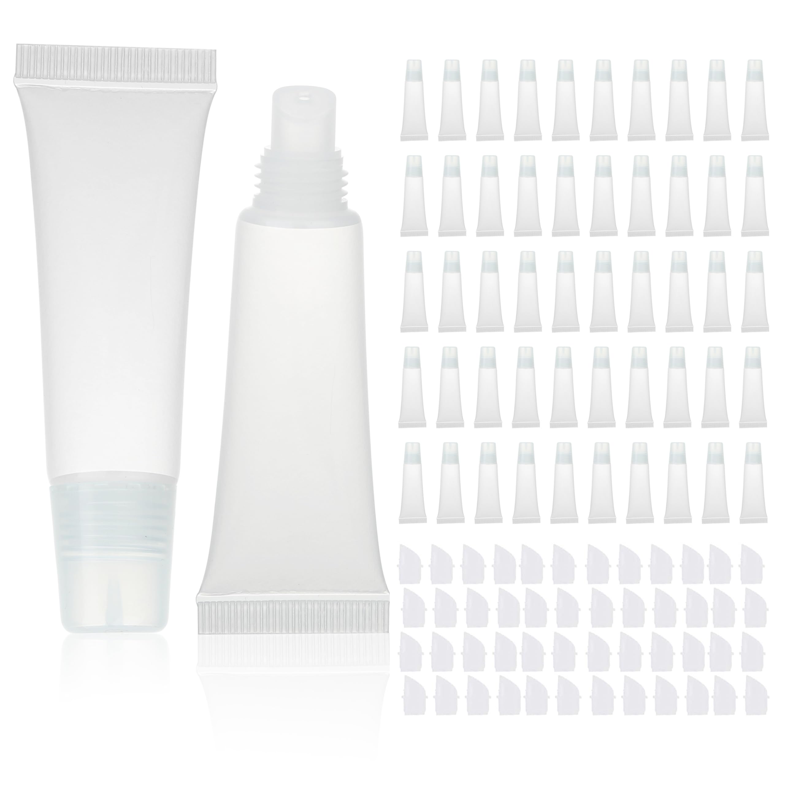 COSIDEA 50pcs Empty Clear Squeeze tube for lip gloss 10ml / 0.33 OZ soft lipgloss tubes packing container wholesale in bulk