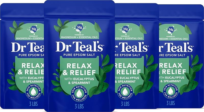 Pure Epsom Salt, Relax & Relief with Eucalyptus and Spearmint, 3 lb (Pack of 4)