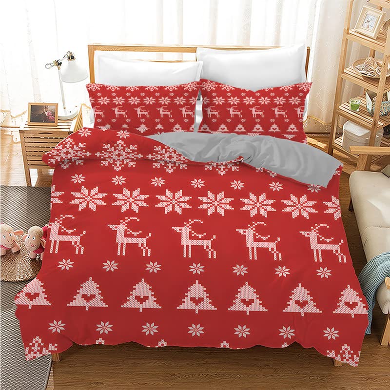 Housse couette ado et enfant qui ne déteint pas sapin de noël rouge 90x190