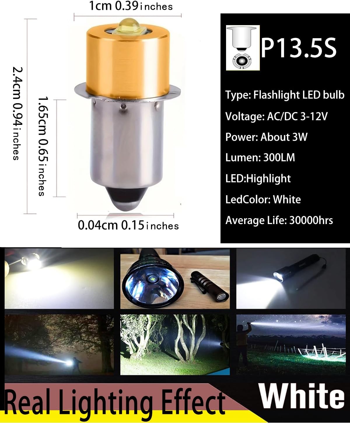 LED Maglight Bulb Replacement DC 3-12V for 3-16 C&D Cell 3W LED Flashlights, Brighter & Longer Lifespan Than Original (1 Pack)