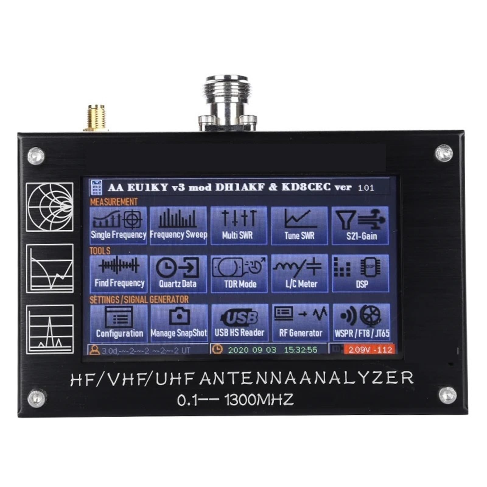 4,3-calowy ekran dotykowy LCD 0,1-1300MHz HF/VHF/UHF ANT SWR miernik analizatora anteny Generator sygnału