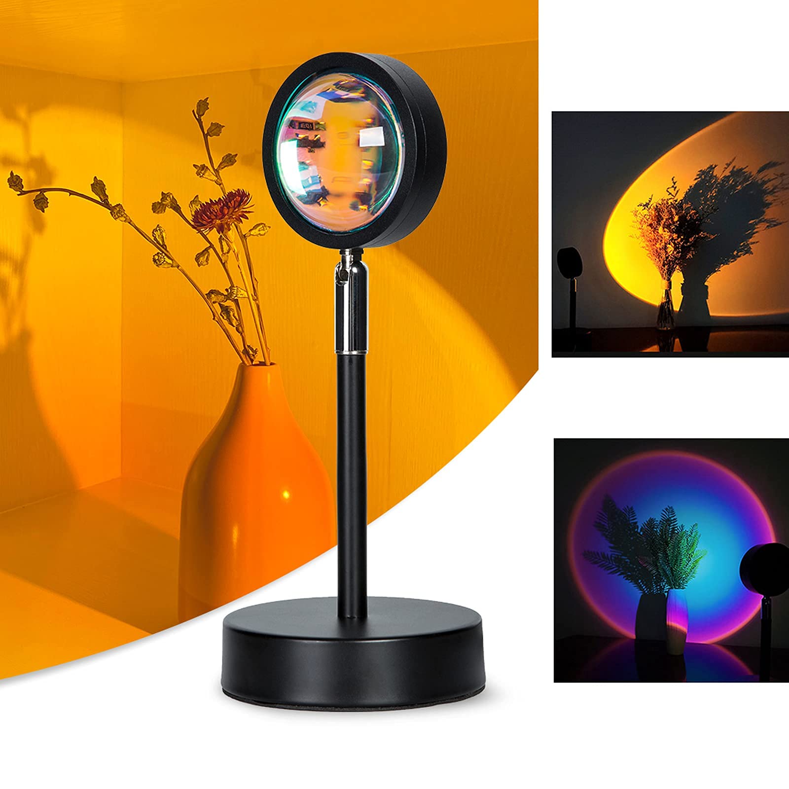 Pimaja Sunsrtred Sunset Lamp, Projector Sunset Light 180 Degree Rotation Sunset Projector Led Lamp Usb Charging Romantic Sunset Led Night Light For Photography/Selfie/Home/Living Room/Bedroom Decor (Sunset Red)
