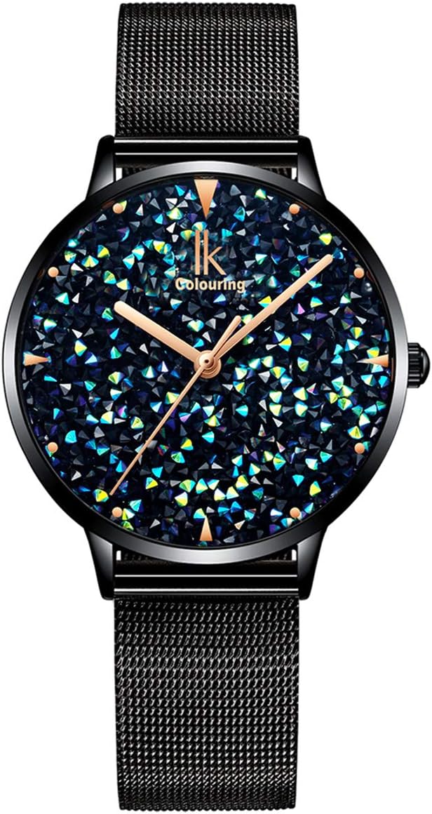 Alienwork IK Shine Armbanduhr Damen Glitzer Mesh-Armband Alienwork IK Shine Armbanduhr Damen Glitzer Mesh-Armband