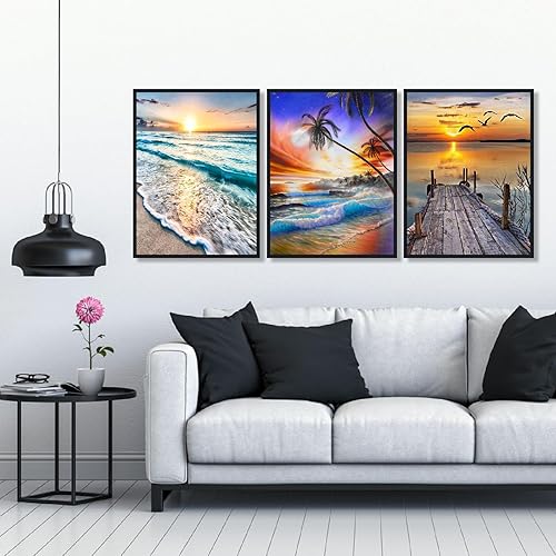 Miniatura 5 de CEUHROG Paquete de 6 kits de arte de diamantes para adultos, kits de pintura de diamantes de playa para adultos, kit de pintura de diamante redondo