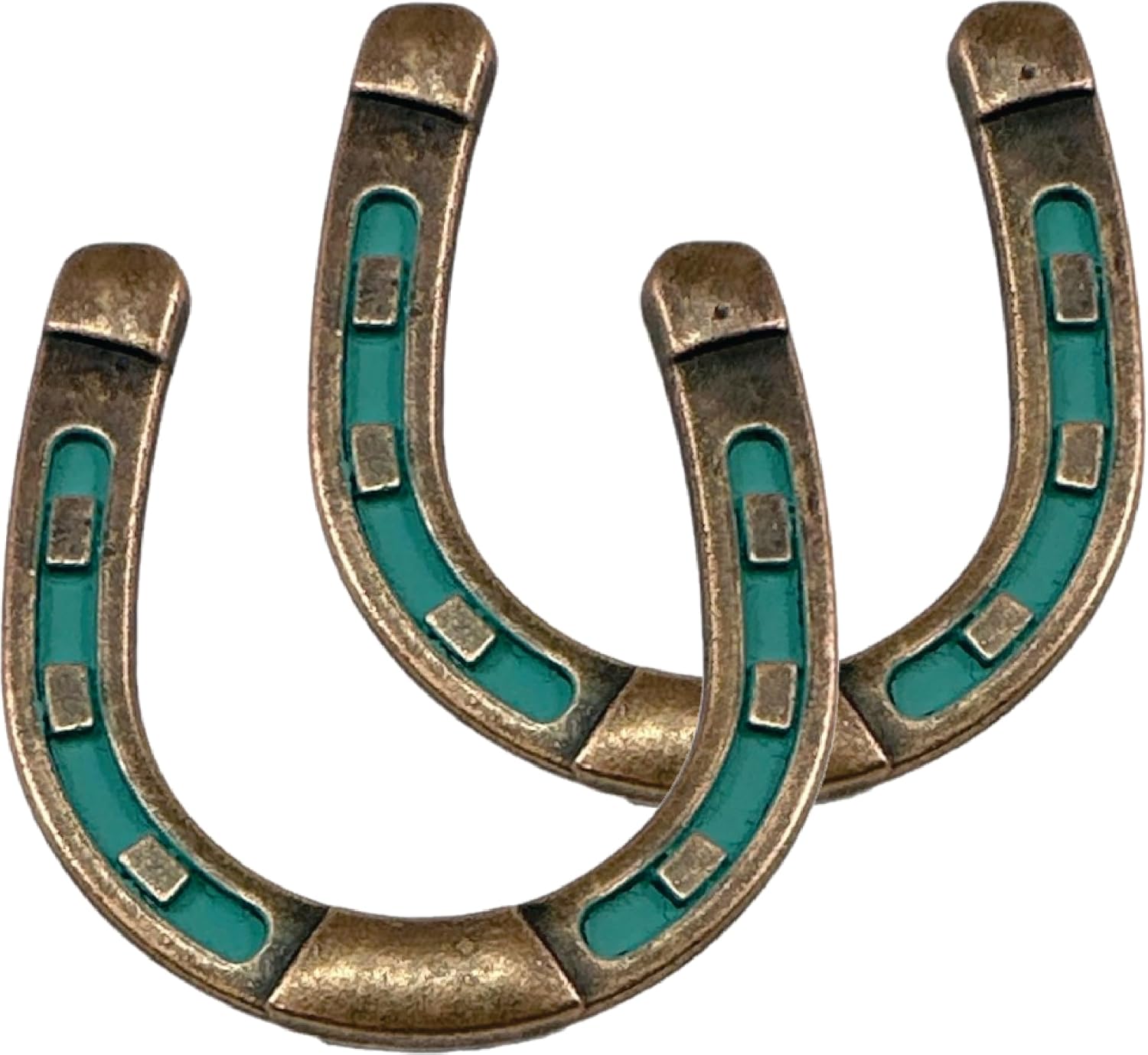 Set of 6 Double Horseshoe Drawer Handle Cabinet Western Southwest Decor Texas Kitchen (Copper Patina)