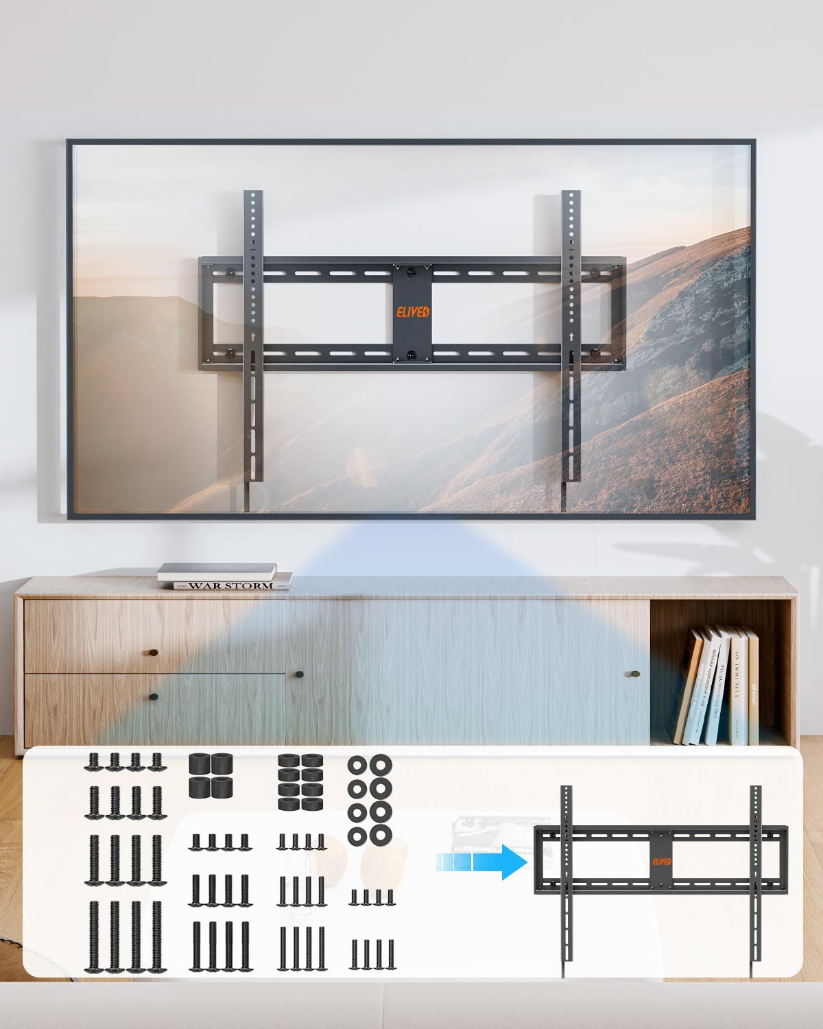 ELIVED Universal TV Mounting Hardware Kit Set with Box, Includes M4 M5 M6 M8 Screws, Washers, Spacers, Replacement Screws for TV VESA Mounting, Fit Most Flat/Curved TV/Monitor up to 80 Inch