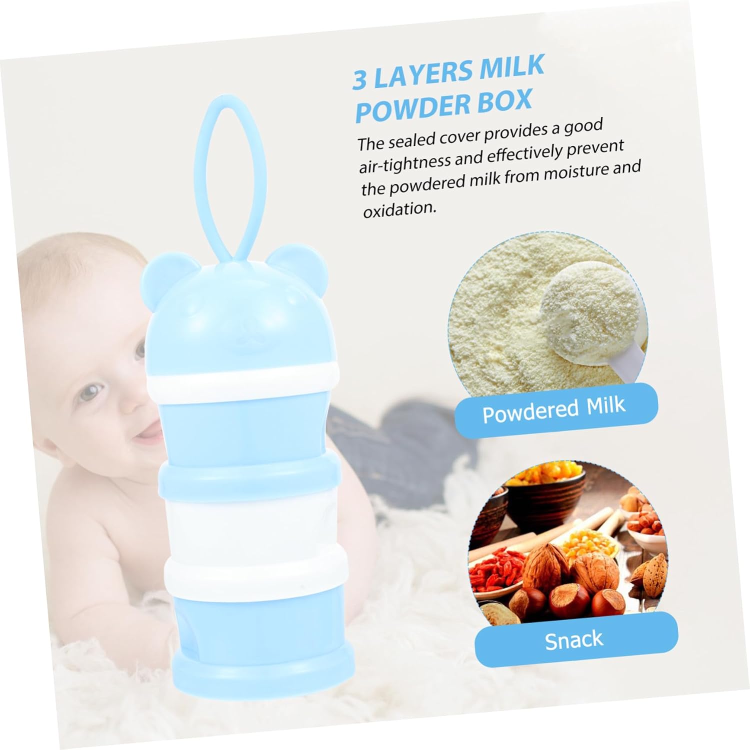 Portable Milk Powder Dispenser with Lanyard Airtight Formula Storage Case Spiral Seal Food-Grade Safe Material for Travel and Daily Use