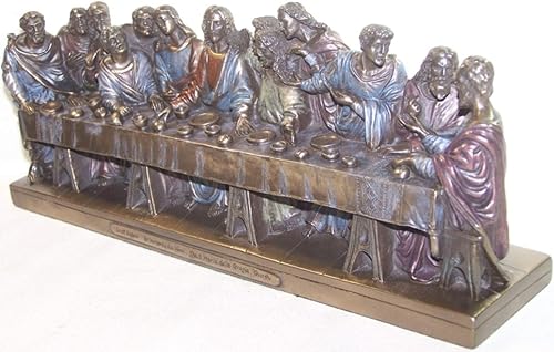 Miniatura 4 de US 14.25 pulgadas La última cena estatua de bronce fundido en frío, Leonardo Da Vinci