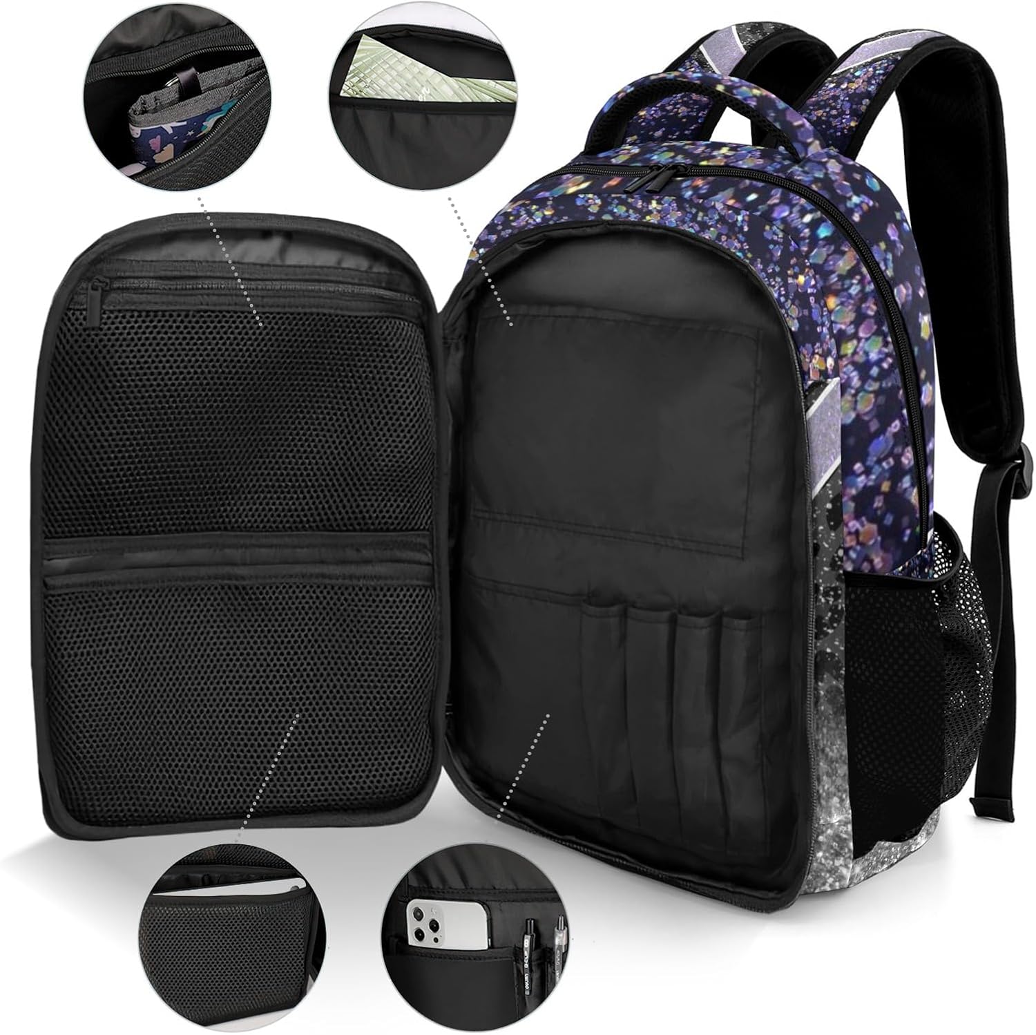 Cheer Cheerleader School Backpack Casual Travel Daypack for Hiking Traveling Camping Bag Navy Color