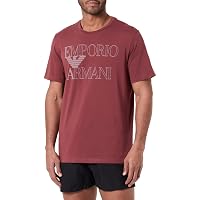 EMPORIO ARMANI T-Shirt Girocollo da Uomo con Logo audace, Marrone