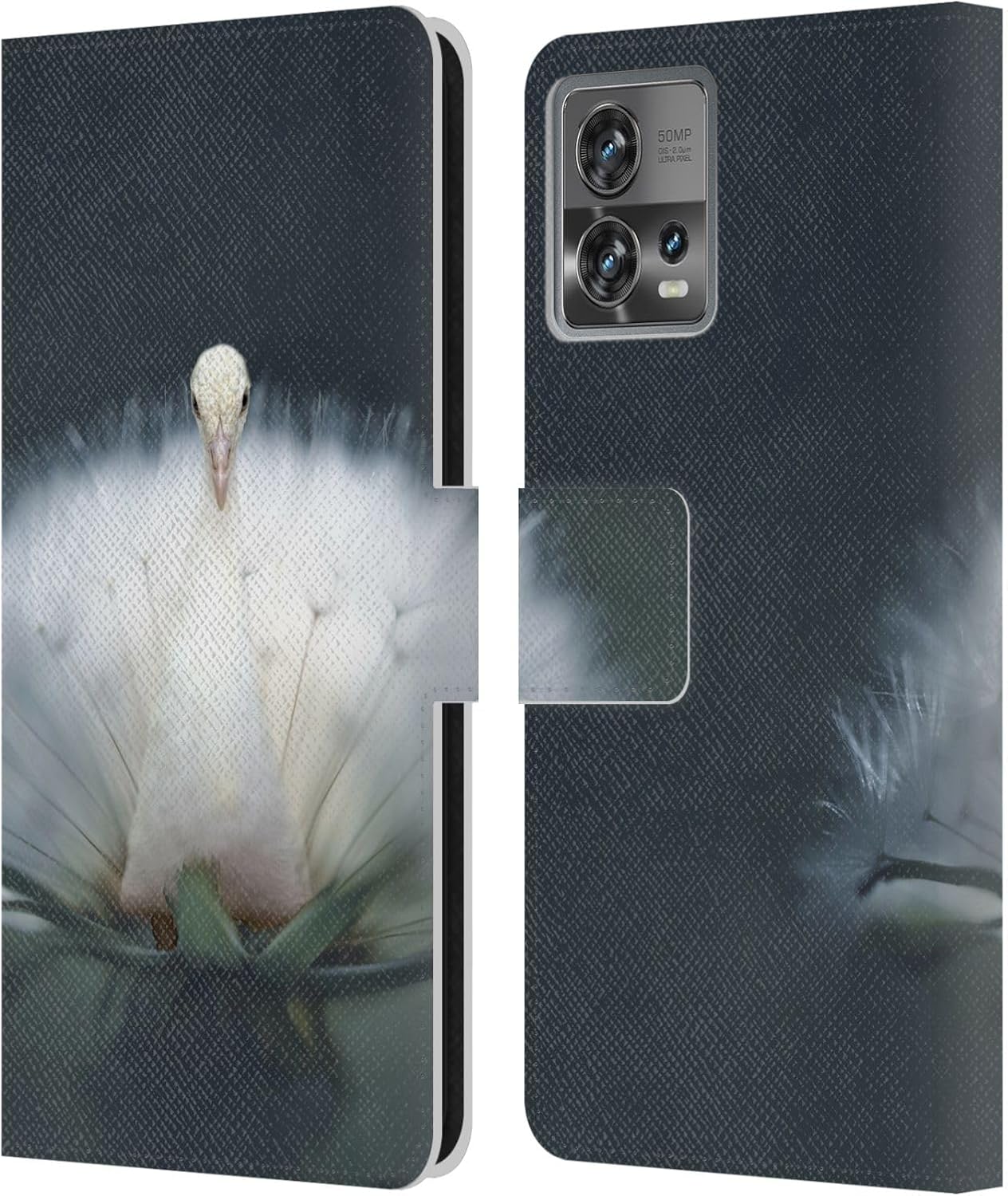 Head Case Designs Officially Licensed Pixelmated Animals Peacock Wish Surreal Pets Leather Book Wallet Case Cover Compatible with Motorola Moto Edge 30 Fusion