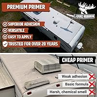Vista 3 de Liquid Rubber Imprimación EPDM y TPO: capa base de alto rendimiento para protección de techo de RV, cámper y remolque, 1 cuarto de galón