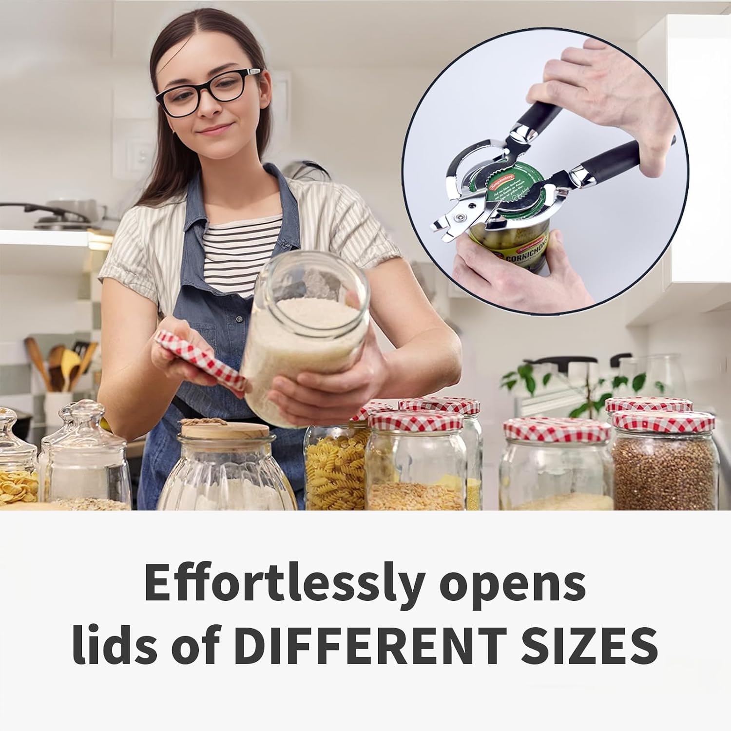 Jar Opener, Multi Jar Openers for Seniors, Stainless Steel Jar Lid Opener, Bottle Opener for Seniors with Arthritis, Weak Hands