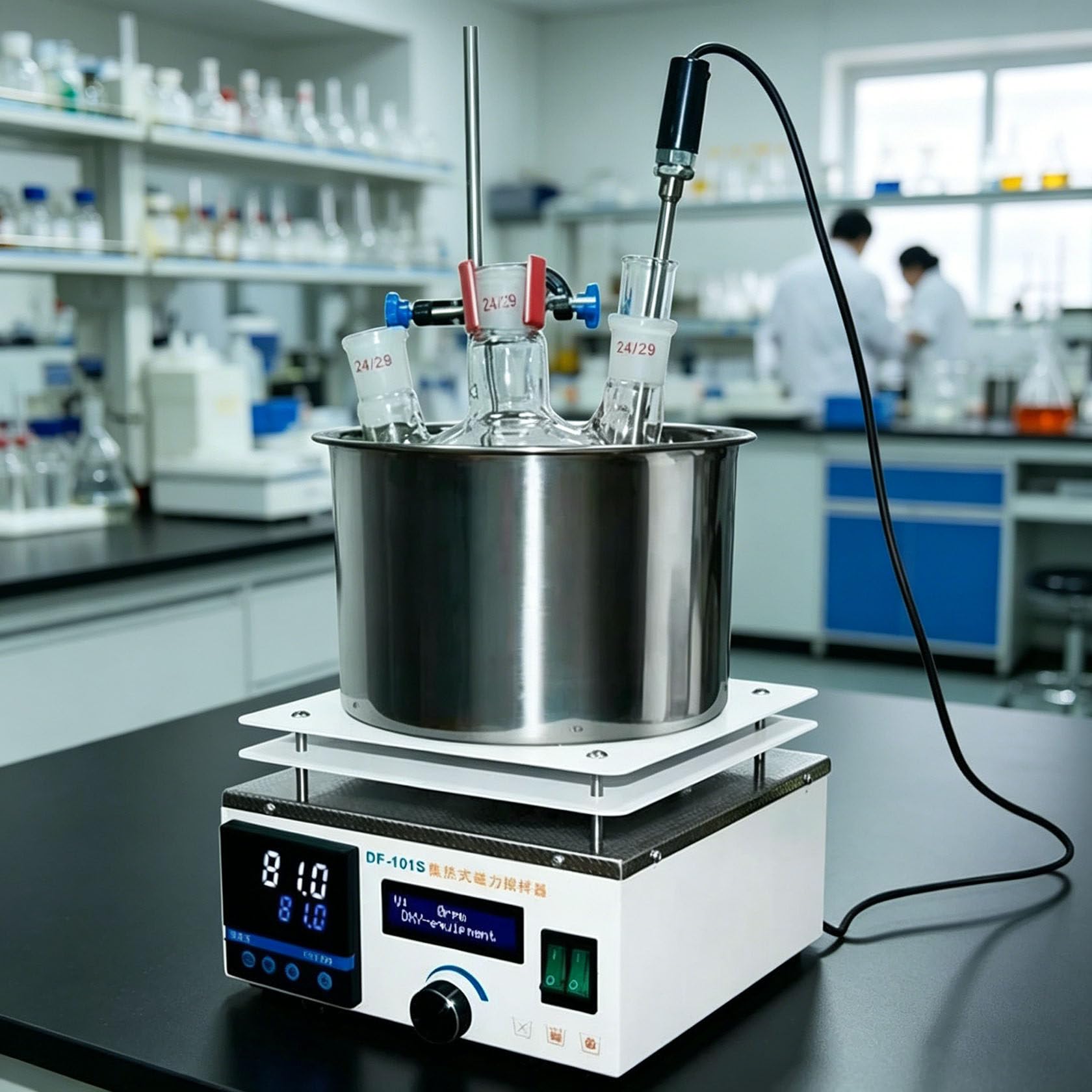 300 °C Led-DigitalmagnetrüHrer, Einstellbare Heiz- Und RüHrmäNtel, Elektrothermischer Heizmantel, 3 L/5 L/10 L Labor-Wasser- Und öLbad, 2450 U/Min Mit Drehzahlregelung FüR Chemische Anwendungen 3L