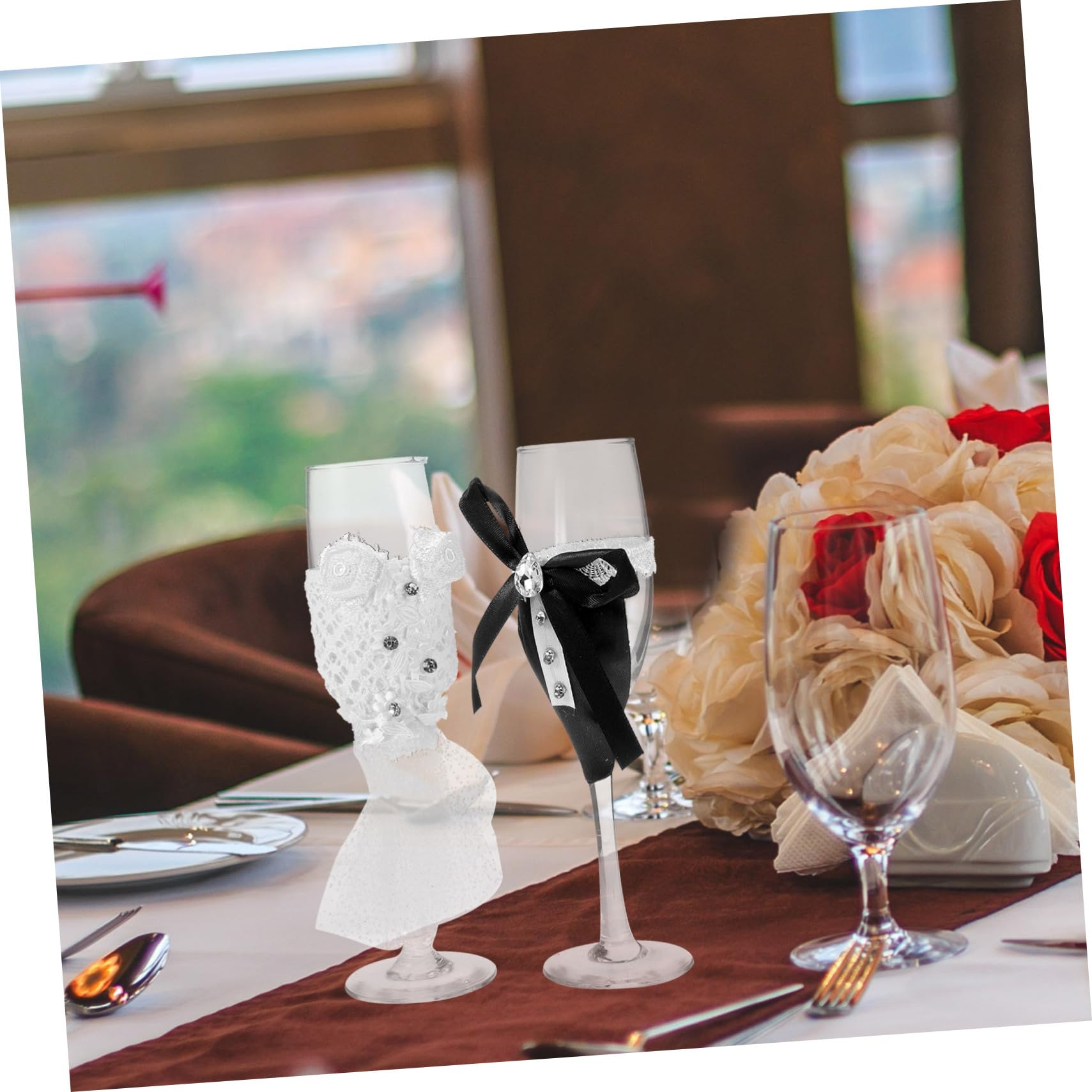 Abaodam Set de Copas de Boda para Brindis de Champán, 2 Piezas, Vidrio