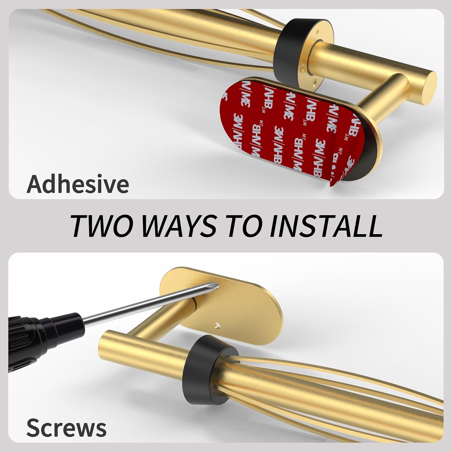 Paper Towel Holder Under Cabinet, Single Hand Operable Roll Holder with Damping Effect,Self-Adhesive or Drilled SUS304 Stainless Steel for Kitchen Bathroom,Gold