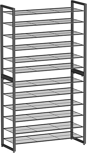 Simple Trending Zapatero con capacidad para 60 pares, organizador de zapatos de 12 niveles, almacenamiento de zapatos apilable de metal resistente