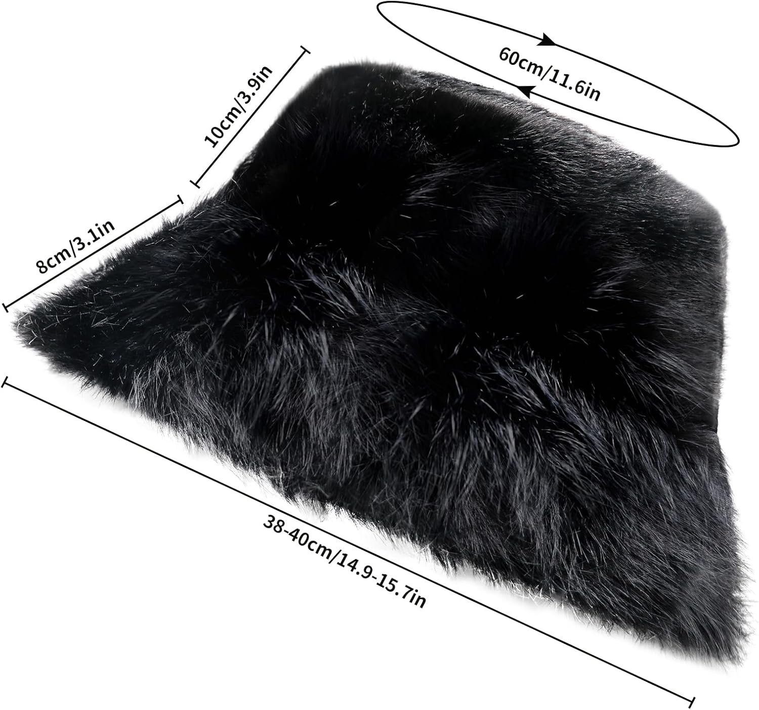 Faux Fur Bucket Hat for Women Girl Oversized Wide Brim Winter Hat Fuzzy Warm Fisherman Cap Gold - Image 4