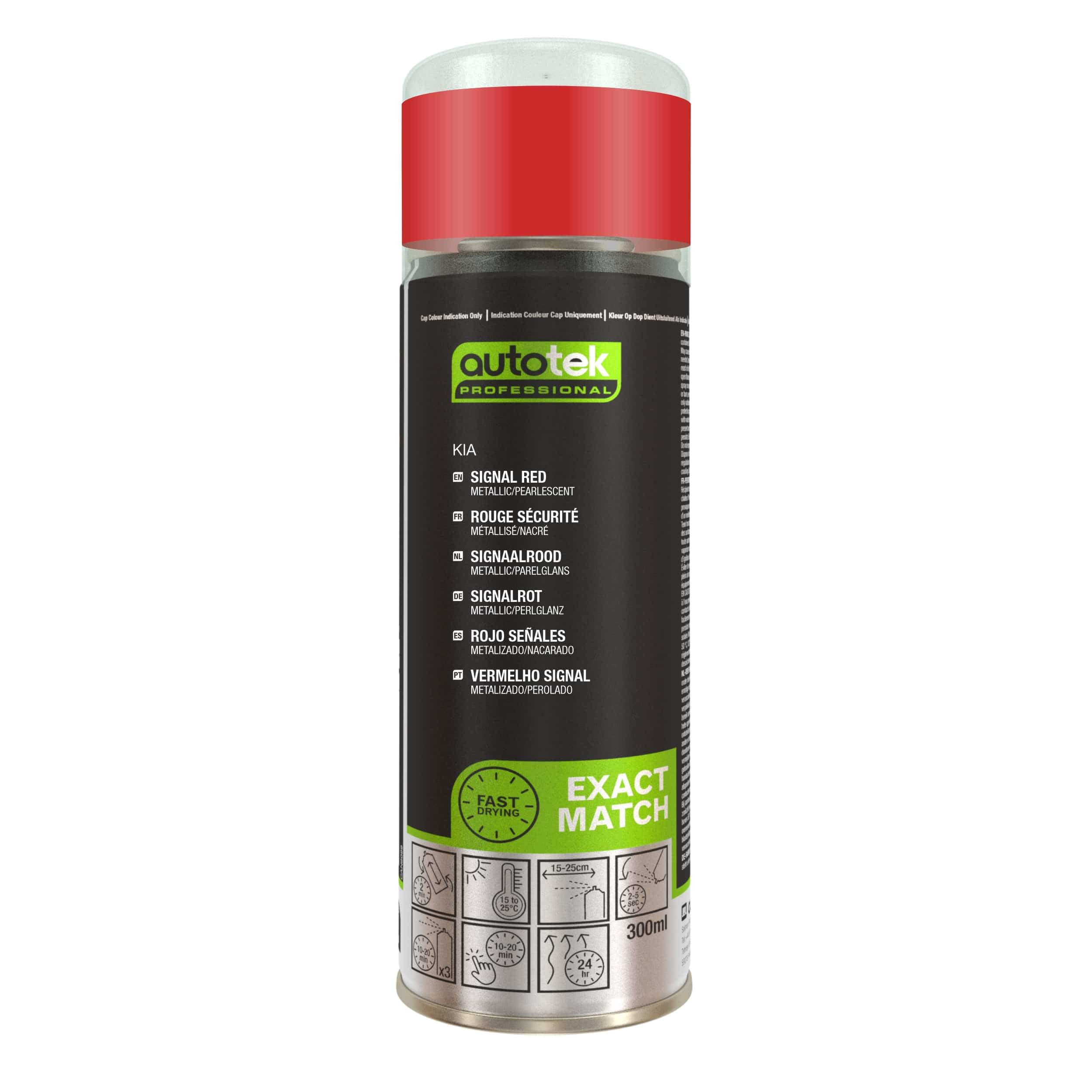 Autotek Professional Exact Match Car Spray Paint - KIA Signal Red Metallic/Pearl Aerosol Spray 300ml