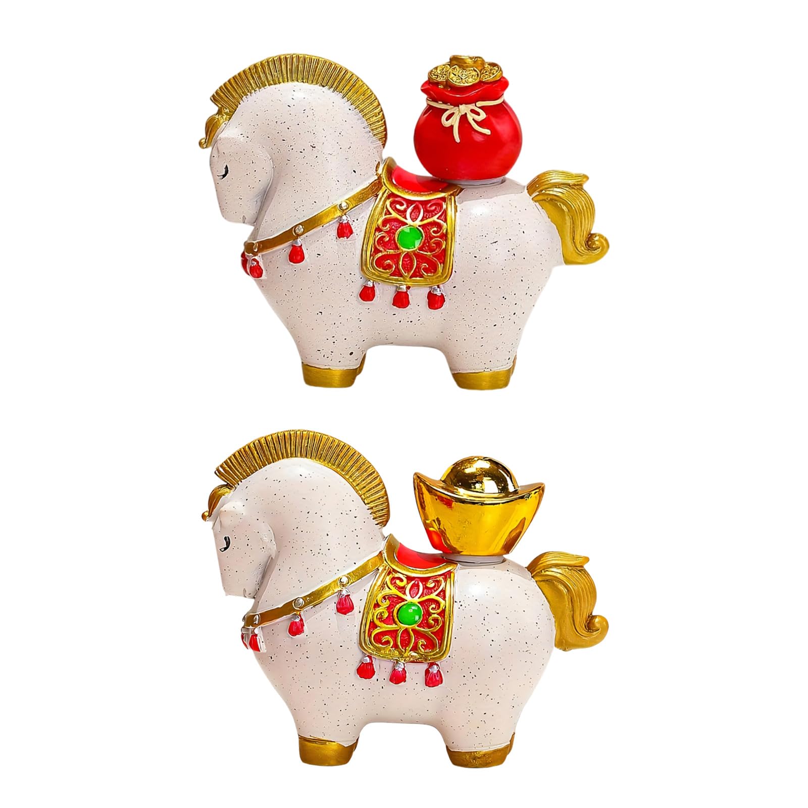 Kaeltsyn 2Pcs Moving Horse Model Whirling Handcrafteds Piece Professional Luck Symbol Decoration Whirling Lucky Horse Figurine