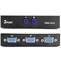 Vista 1 de PASOW 2 en 1 salida 2 puerto VGA Switch - Botón de presión Interruptor de vídeo bidireccional para PC TV Monitor - Negro