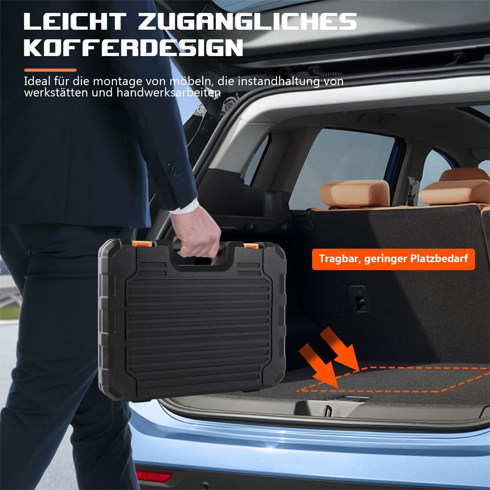 Set di attrezzi manuali, 102 pezzi/set, set di attrezzi portatile per la casa, set di attrezzi manuale con valigetta in plastica, adatto per la manutenzione del garage e lavori di bricolage