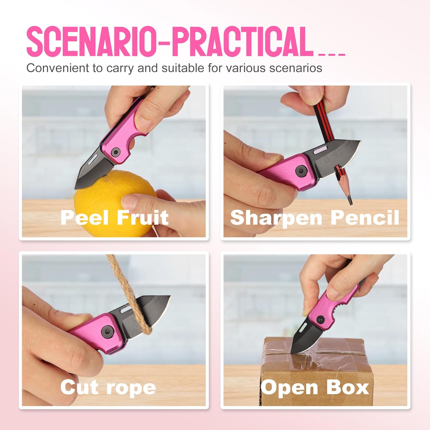 Stocking Stuffers for Women - Gifts for Women, Pocket Knife, Womens Stocking Stuffers, Keychain Gifts - Christmas Birthday Gift, Box Cutter - Edc Gadgets for Hiking, Camping, Fishing, Pink Knives