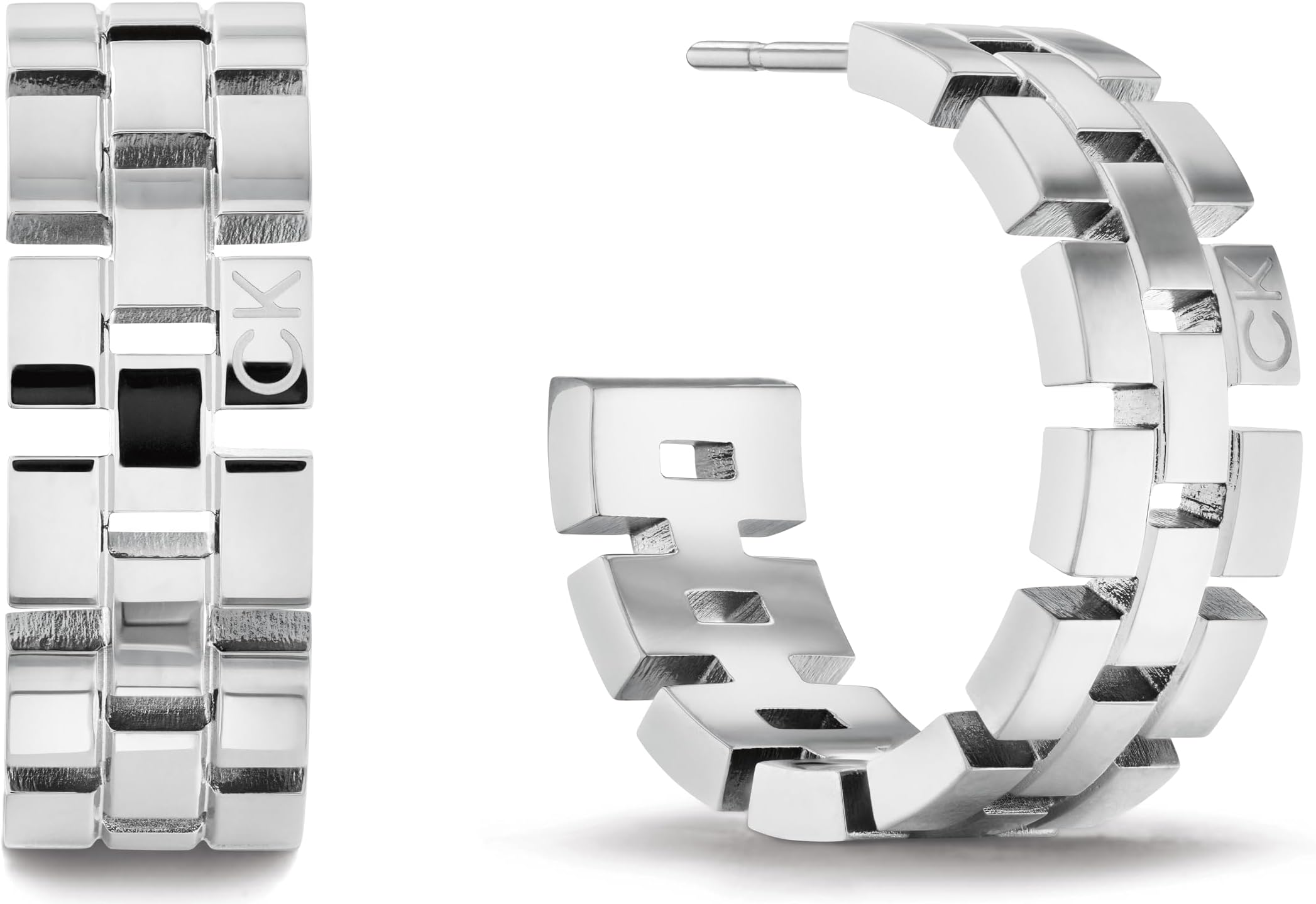 – Women's GEOMETRIC Collection C Shape Earrings in Stainless Steel - Available in Silver or Gold Version