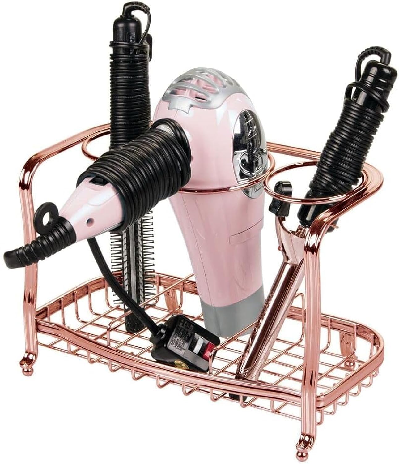 4basixHair Dryer and Styling Tools Organizer Holder, Bathroom Organizer for Hair Straightener & Dryer, Color Rose Gold