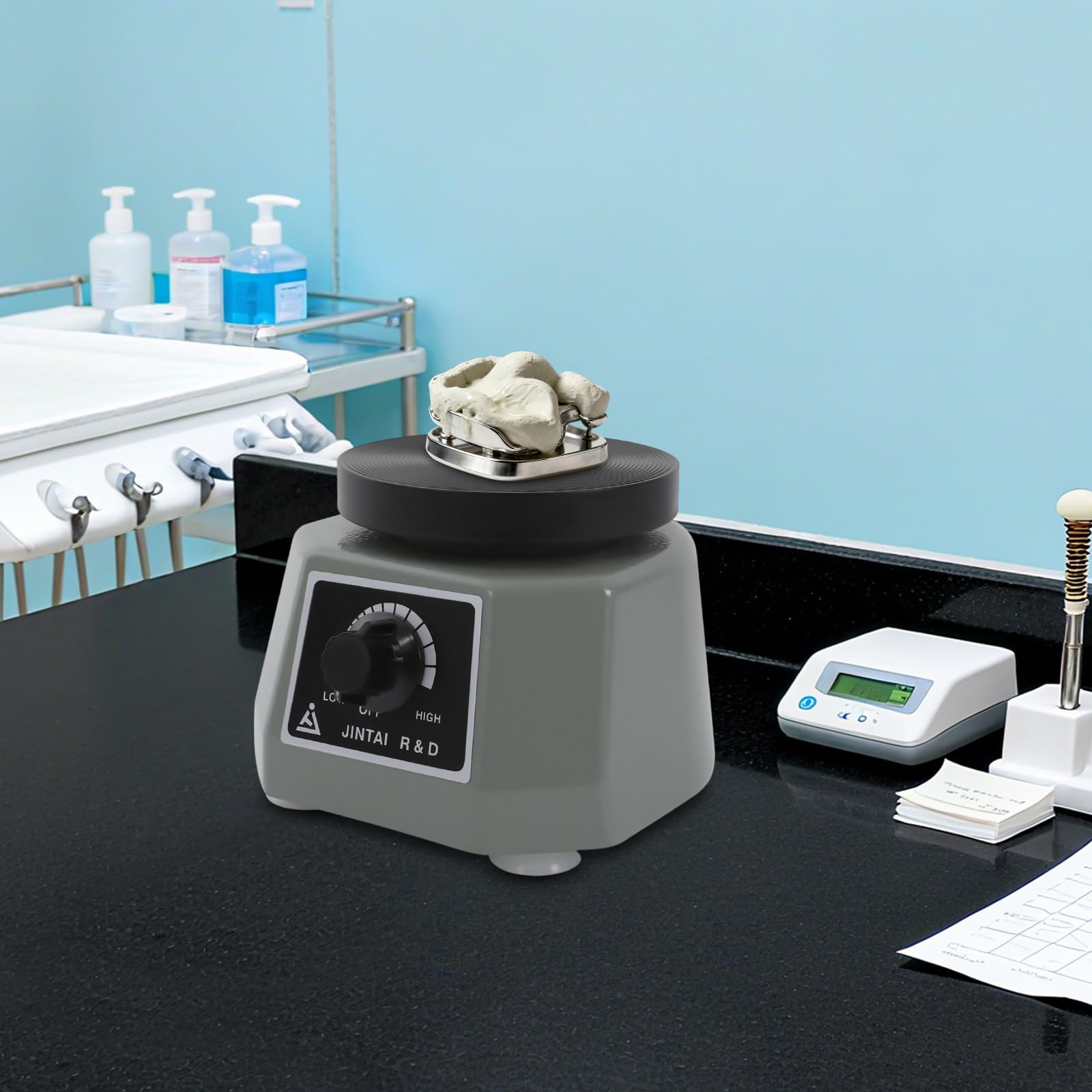 Elektrische Rüttelplatte 100W mit Stufenloser Regelung, Gipsrüttler Vibrationsplatte für Gips und Harze, Rütteltisch mit Rutschfester Arbeitsplatte, für Handwerker, Modellbau und Dentaltechnik