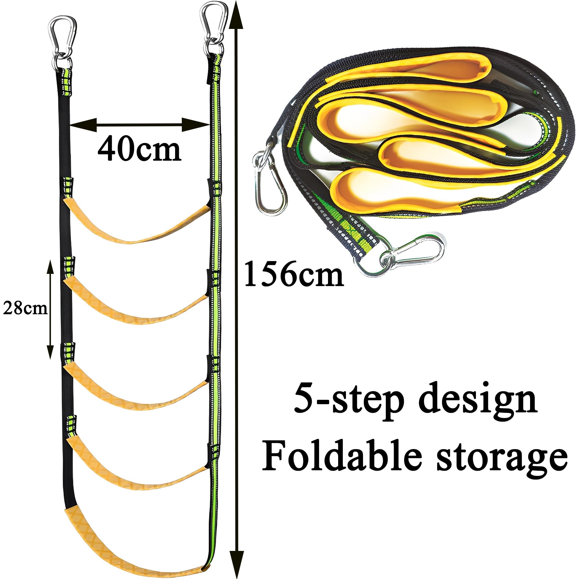 Escalera de 5 peldaños para barco, cuerda de extensión para kayak, escalera de barco, escalera de natación, escalera de embarque, material de nailon, estable y duradero, almacenamiento plegable