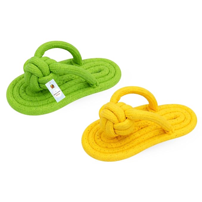 Foodie Puppies Durable Cotton Rope Chew Toy for Dogs | Chewing, Fetching, Playing, Teething & Training for Small to Medium Dogs & Puppies (Slipper Rope (Pack of 2))