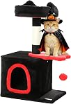 PawHut Cat Tree, 28" Cat Tower for Indoor Kittens with Plush Top Bed, Cozy Condo, Sisal Scratching Post, Perch, Dangling Ball, Beige and Yellow