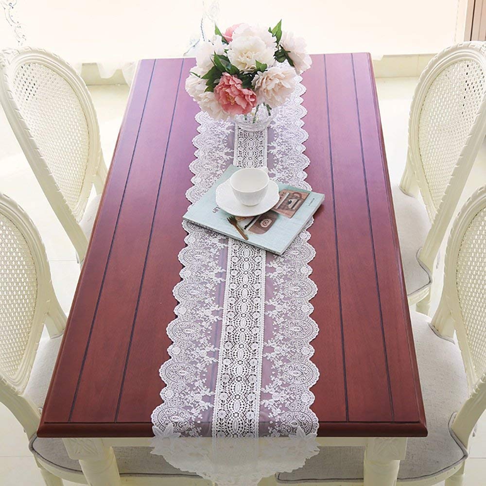 Chemin de table maison et restaurant drapé de table basse dentelle brodée