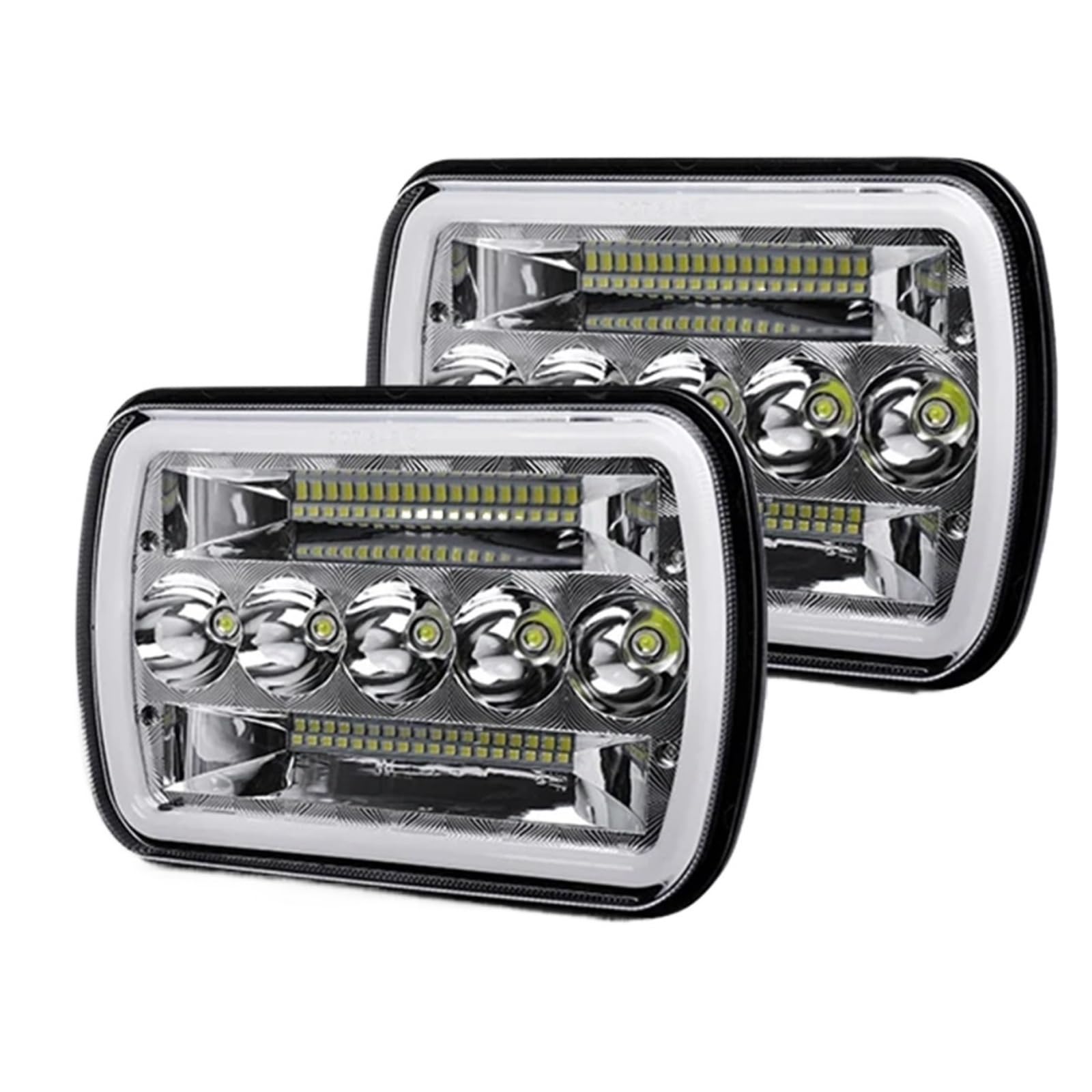 Zestaw reflektorów 7x6 5x7 Reflektory LED H6054 Z wysokimi światłami mijania i pomarańczowym kierunkowskazem Pasuje do Jeep Wrangler YJ Pasuje do Cherokee XJ Reflektory(2 PCS 1003Z)