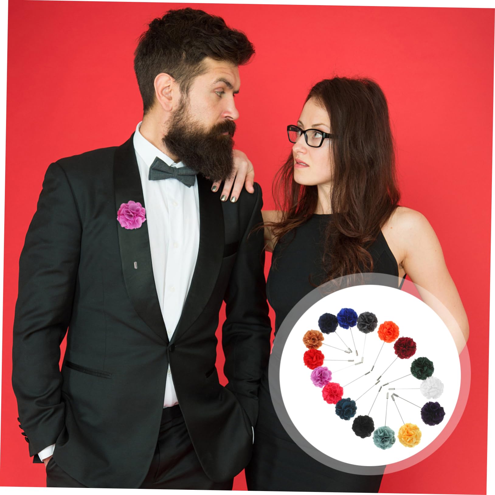 FRCOLOR Korsage Kleiden Blumen Mantelnadeln Für Männer Ornament Ansteckblume Trendy Boutonniere Für Männerhochzeit Kragen Revers Brosche Smoking Lange Metallnadel (kupfer)