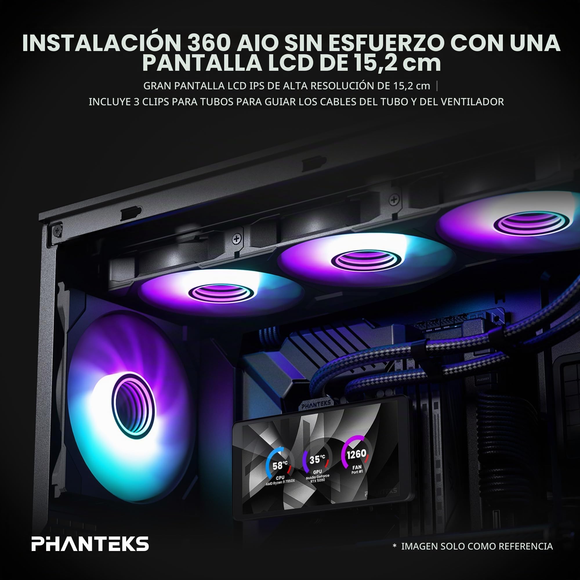 Phanteks Glacier One 360m25 Lcd Processore Raffreddatore Di Liquidi Tutto In Uno 12 Cm Nero 1 Pz (phanteks Glacier One 360 M25 Lcd Black Rgb All In O
