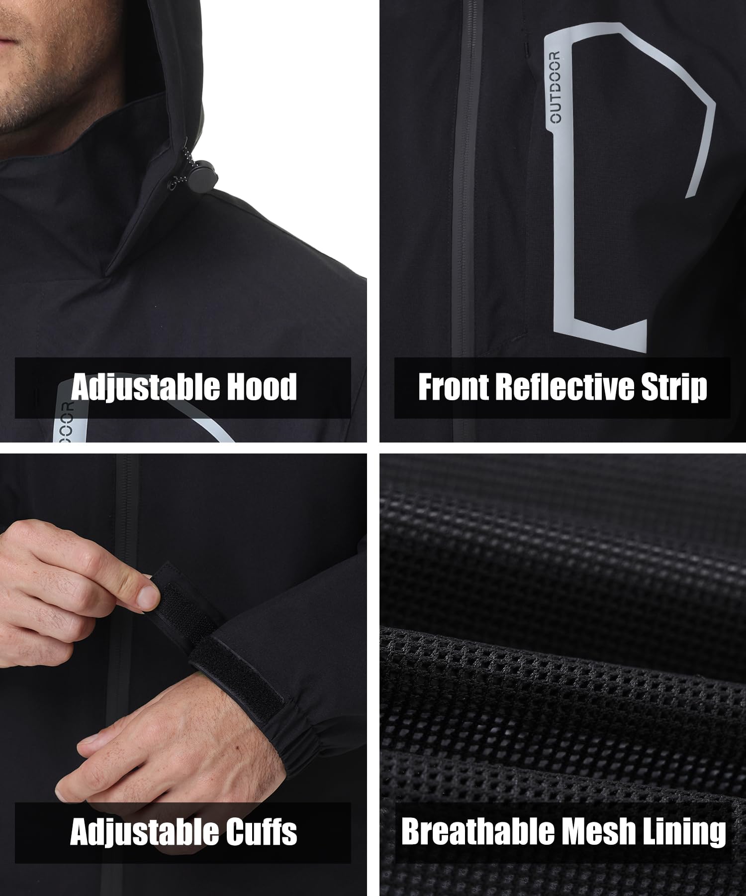 Huayuzh Chaquetas impermeables para hombre, chaqueta ligera para exteriores, cortavientos, de secado rápido, para ciclismo, camping, senderismo