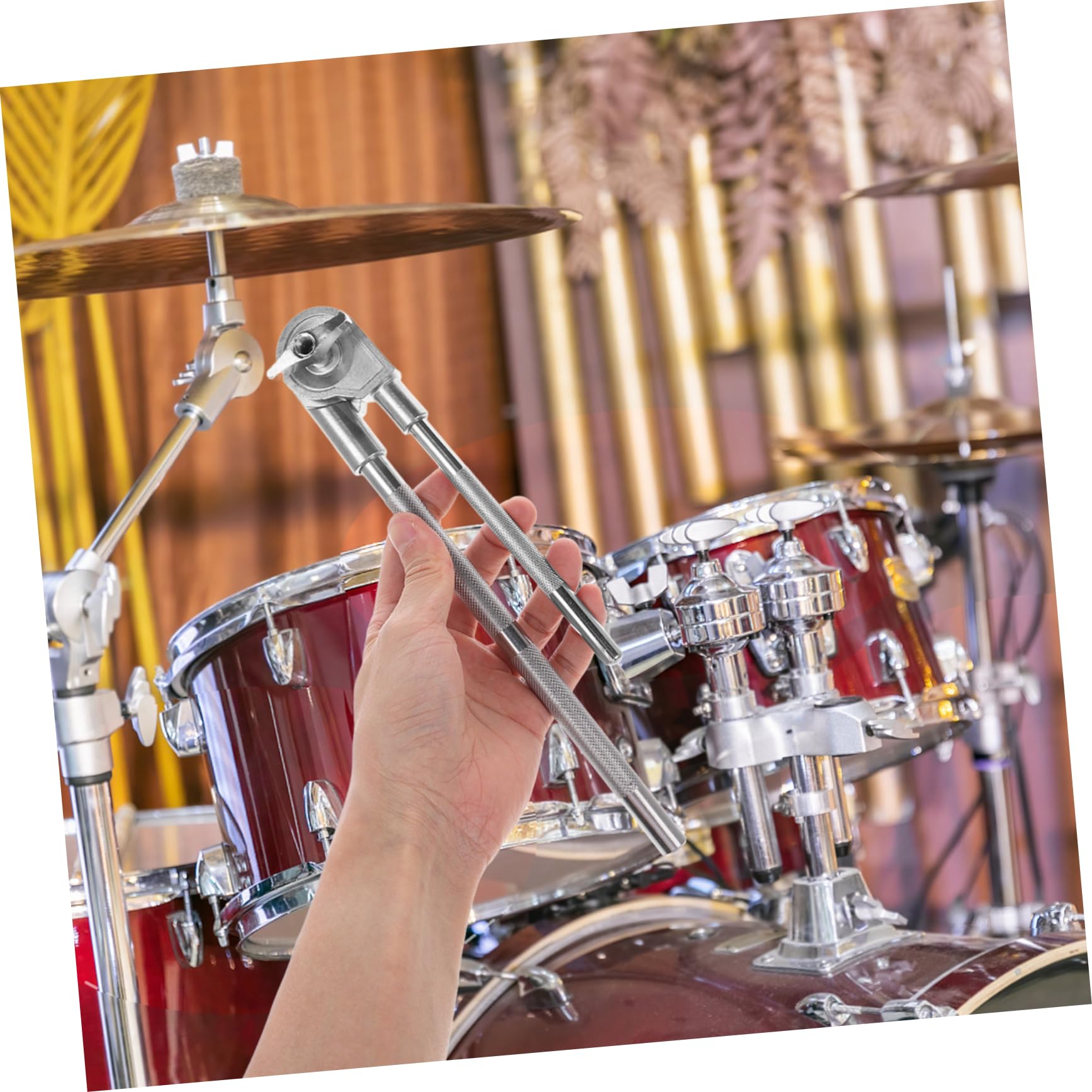 Robuste mit Zuverlässiger Halterung Kuhglockenklemme aus Metall für Schlagzeug Trommelhalterung Vielseitig Einsetzbar Silberfarbene bei Musikaufführungen