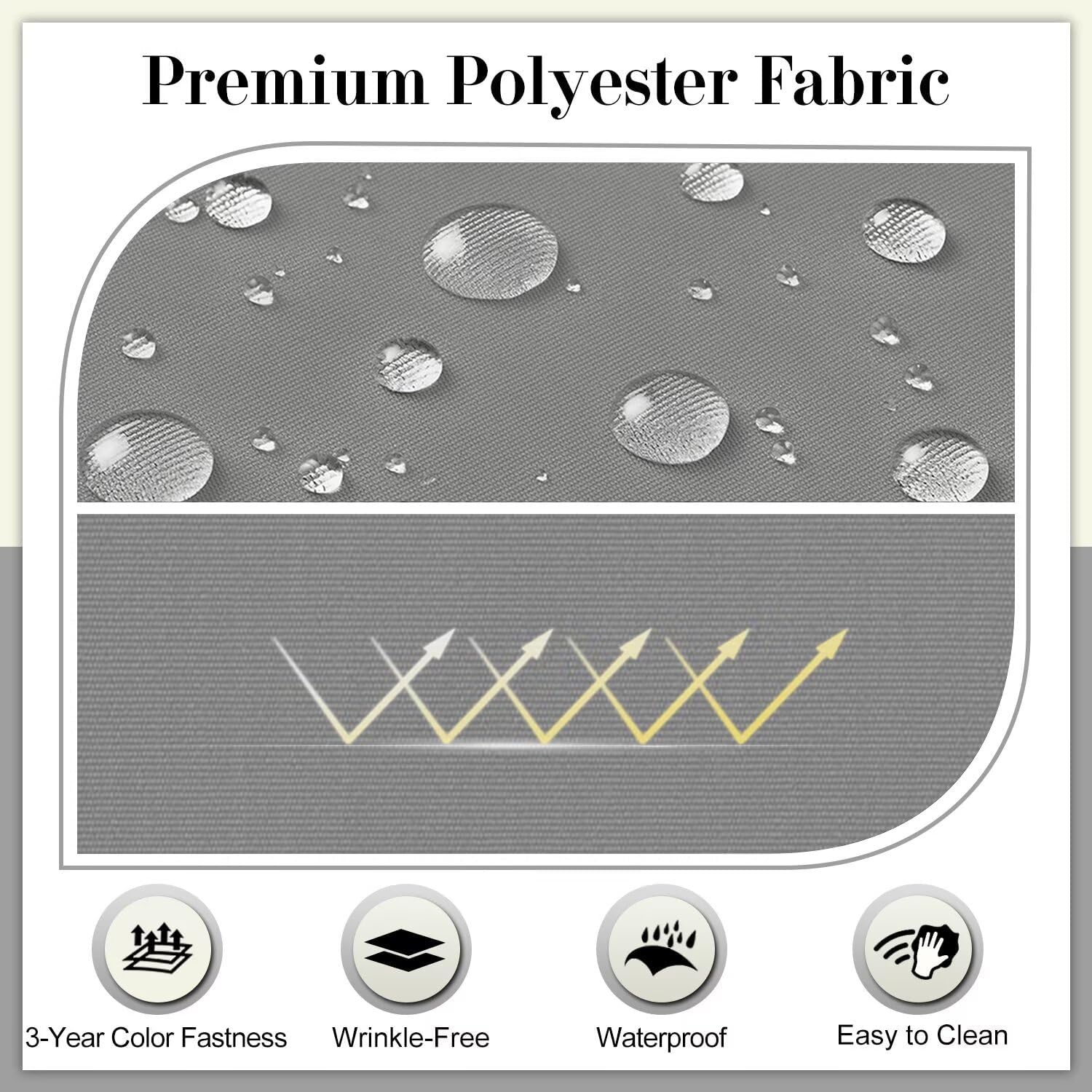 Cozyide Outdoor Chair Cushions, Waterproof Patio Seat Cushions with Adjustable Straps, Round Corner Patio Chair Cushions for Garden, Light Grey, 17x16x2 Inch (Pack of 4)