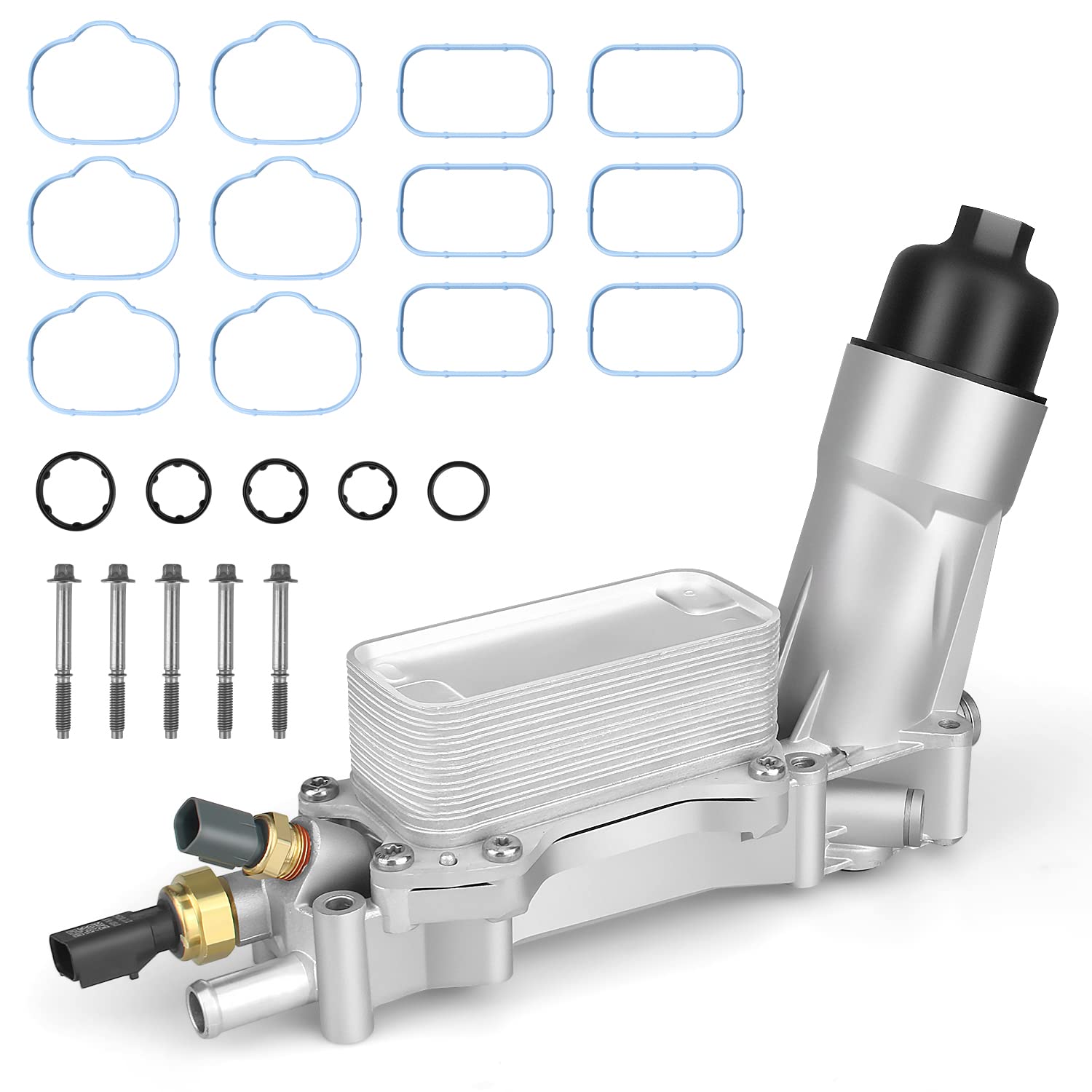 UNCANO 926-959 Aluminum Oil Filter Housing and Oil Cooler Adapter Assembly with Upgrade Rubber Gaskets, Fit for 3.2L&3.6L V6 Engine 2011-2016 Dodge/Chrysler/Jeep/Ram, OEM 926-876 68105583AF 5184294AE