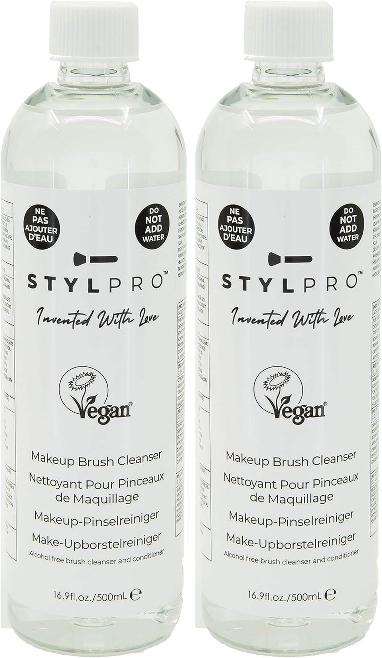stylPro Brush Cleanser 2x500ml – Deep Cleaning Liquid for Makeup Brushes, Removes Stubborn Oil & Residue, Ideal for Use Brush Cleaner & Dryer Machine