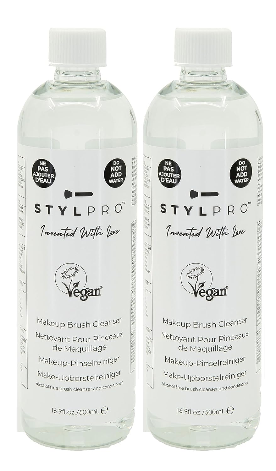 STYLPRO Makeup Brush Cleanser (2x 500ml bottles), Makeup