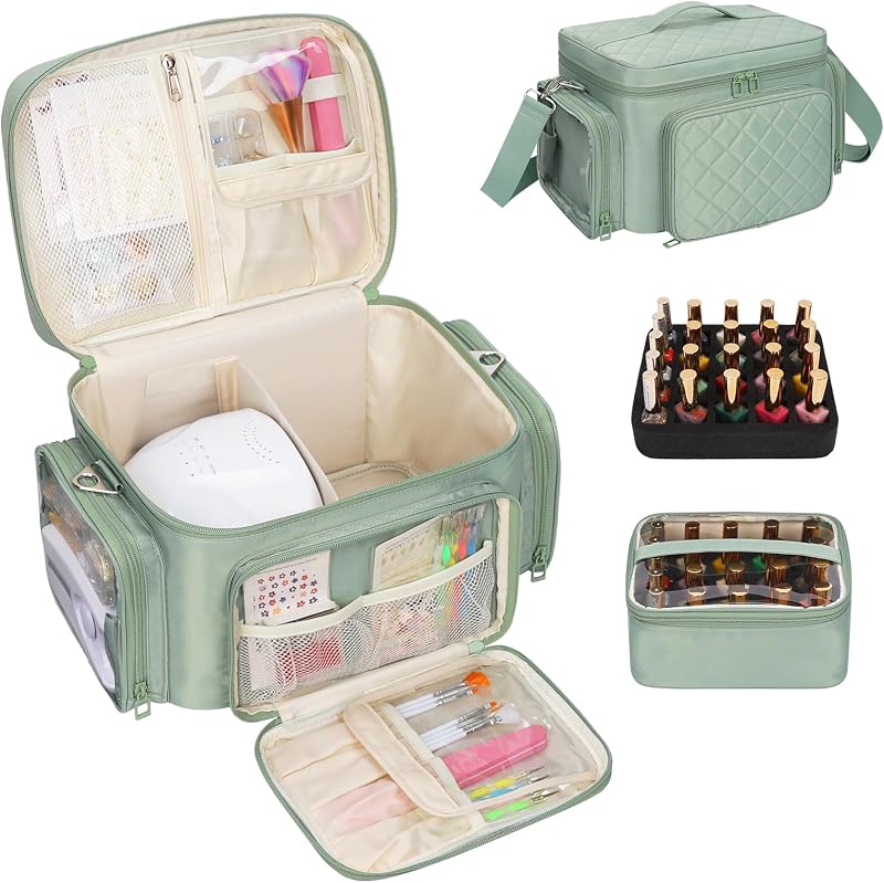 Bagmoly Estojo organizador portátil para esmaltes, Verde 01-Nylon