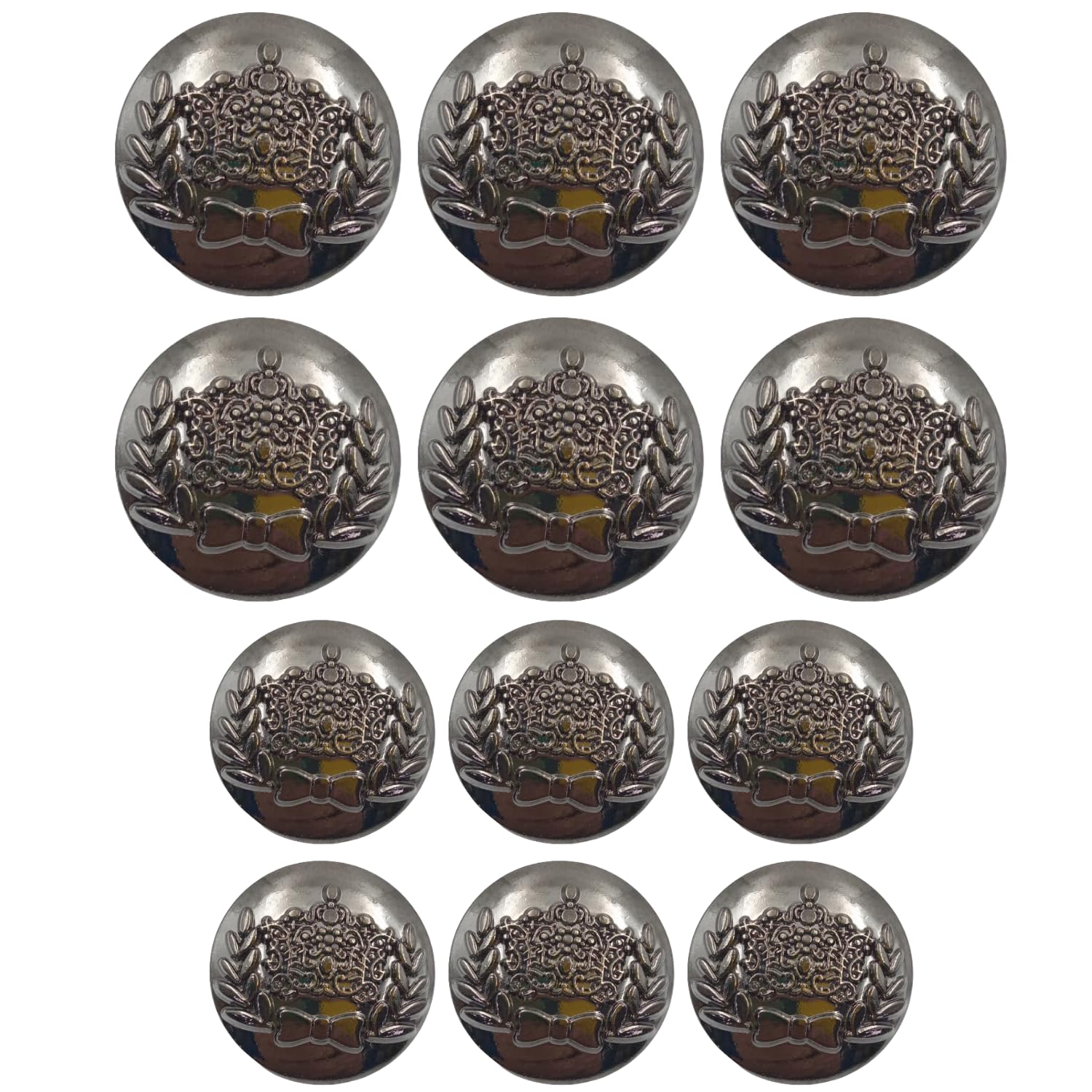 Ani Accessories Royal Bow Leaves Design Shank Button for Coat Blazer Suit, Sherwani and Indian Dresses Sports Coat Size (Pack of 12, 6 Big and 6 Small Buttons) (Bow Design)-image-23